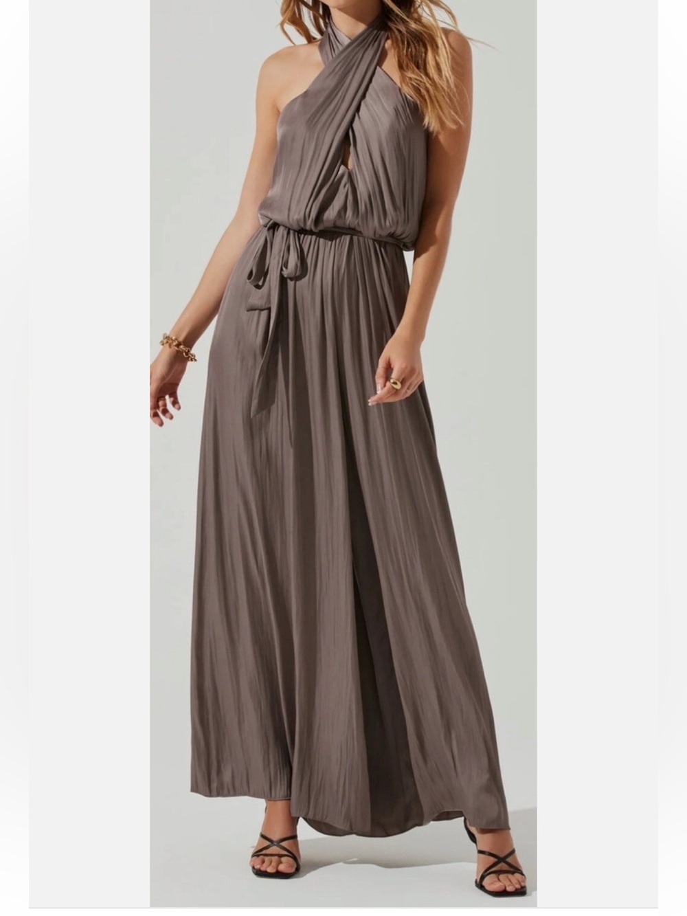 ASTR The Label Anthropologie CHERYL HALTER OPEN BACK WIDE LEG JUMPSUIT sz S